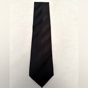 Atkinson's Royal Irish Poplin Men's Necktie Silk & Wool Black Solid Stripe